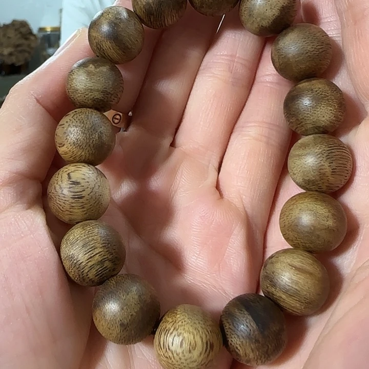 手串沉香绿奇楠沉香圆珠单圈 1.4手串14克