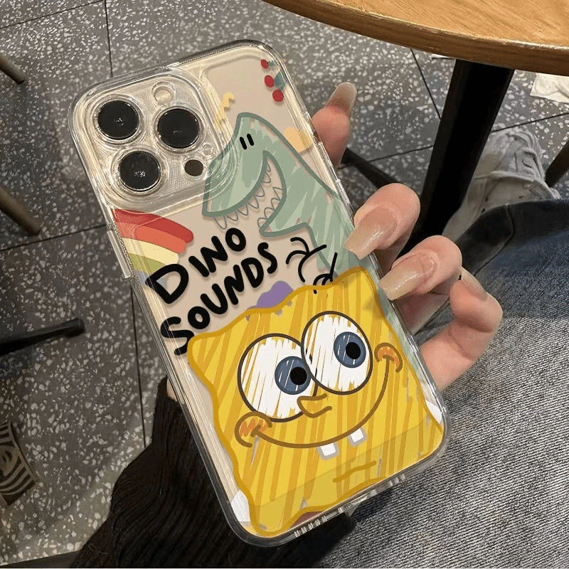 海绵宝宝适用苹果16Plus壳iPhone15PROMAX新款14/13/12透明女
