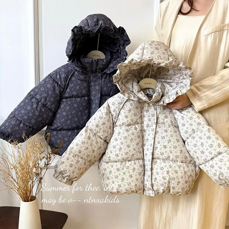 女童冬季公主风碎花棉服2024新款洋气时髦加厚保暖爆款棉服外套