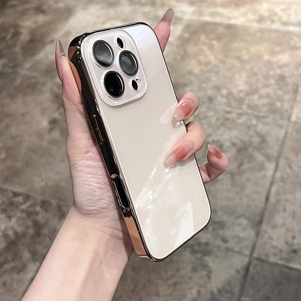 ins风水晶玻璃适用苹果16pro手机壳轻奢高级感全包镜头膜防摔男女