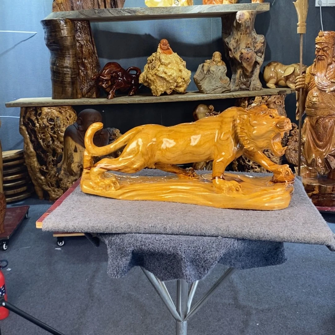 东***发木木雕摆件老虎手工