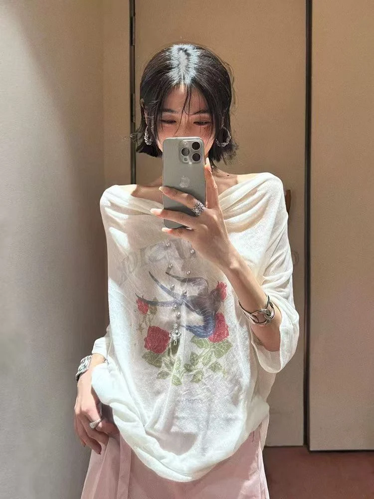 【lunan】open印花微透罩衫