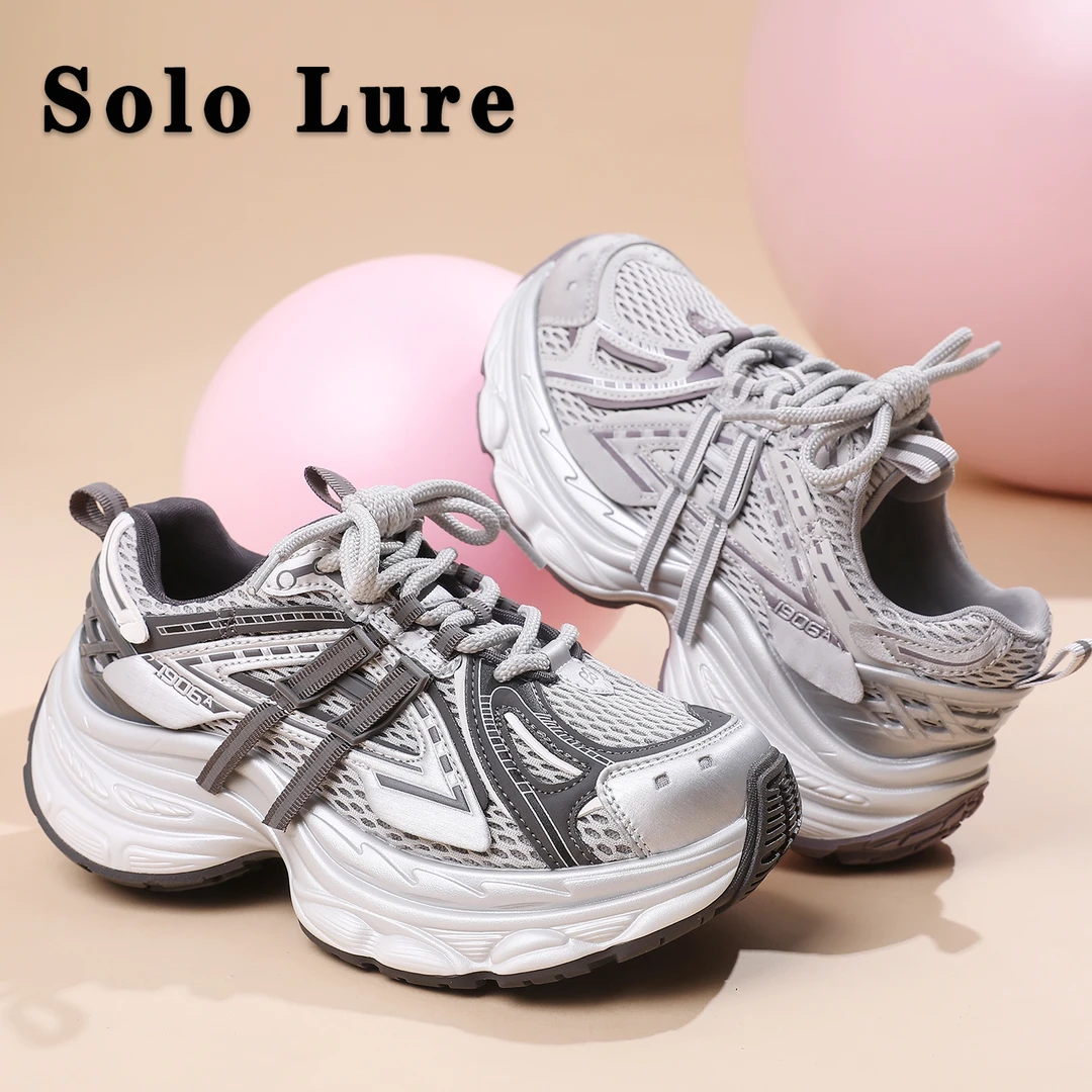 香港SoloLure厚底老爹鞋女休闲鞋2025秋季新款增高网面百搭运动鞋