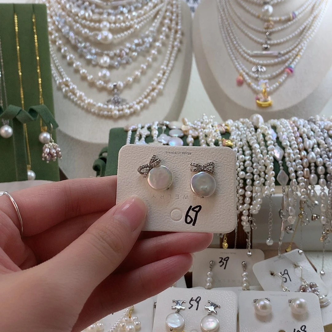 淡水珍珠耳饰银S925镶嵌