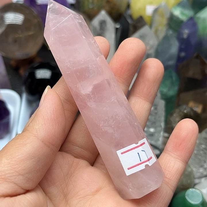 珠宝半成品未镶嵌水晶96克粉水晶柱