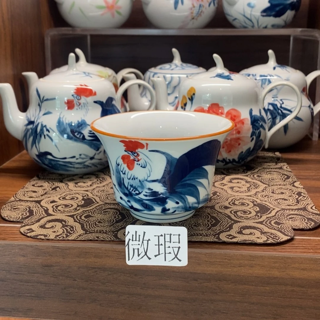 釉下彩老陶泥手工绘制