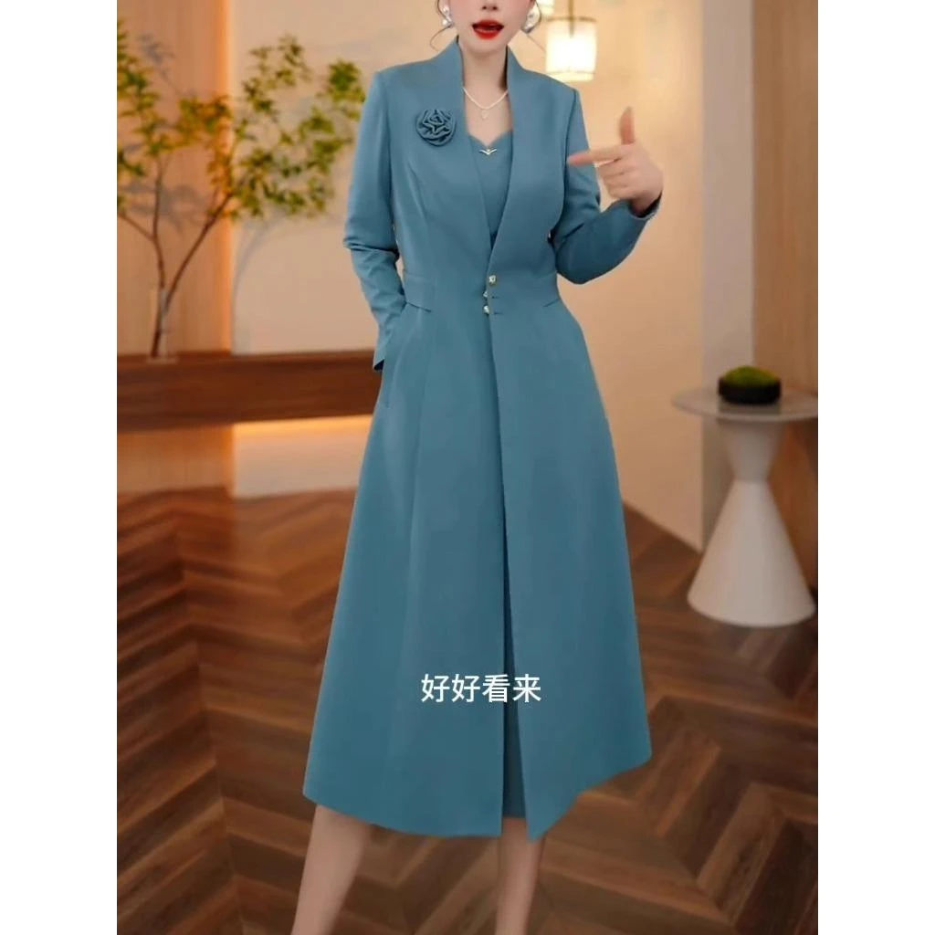 春秋新高端时尚轻奢高级感风衣外套+连衣裙两件套女气质优雅套装