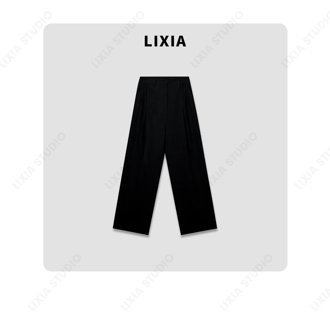 LIXIA【暮色】全亚麻ins风小众通勤款西裤-D6637