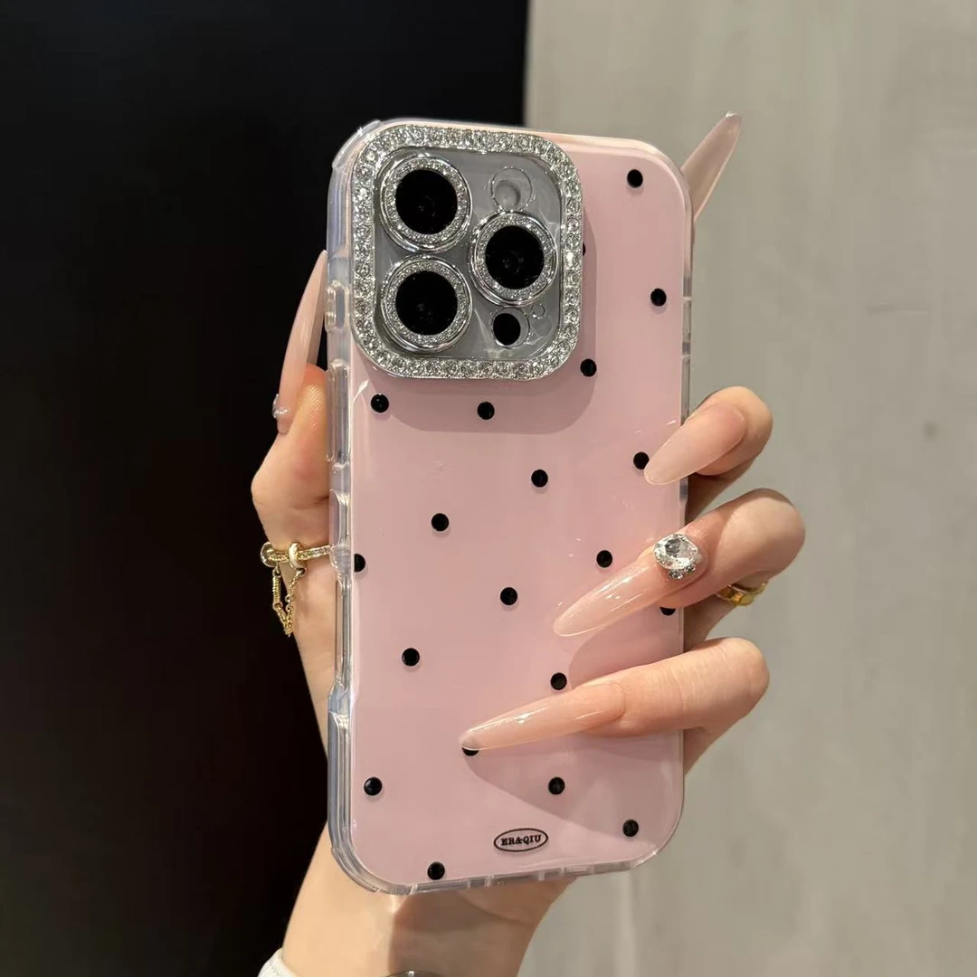 高颜值闪钻波点适用苹果16promax手机壳iPhone15promax全包14网红