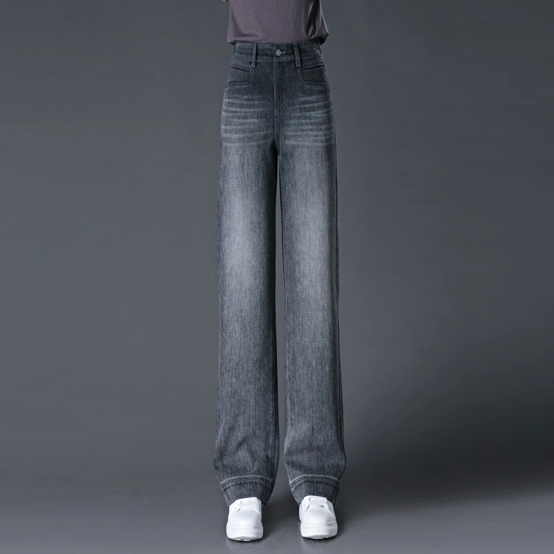 哥弟阿玛施正窄版阔腿牛仔裤女2025秋季新款高腰气质窄版直筒裤女