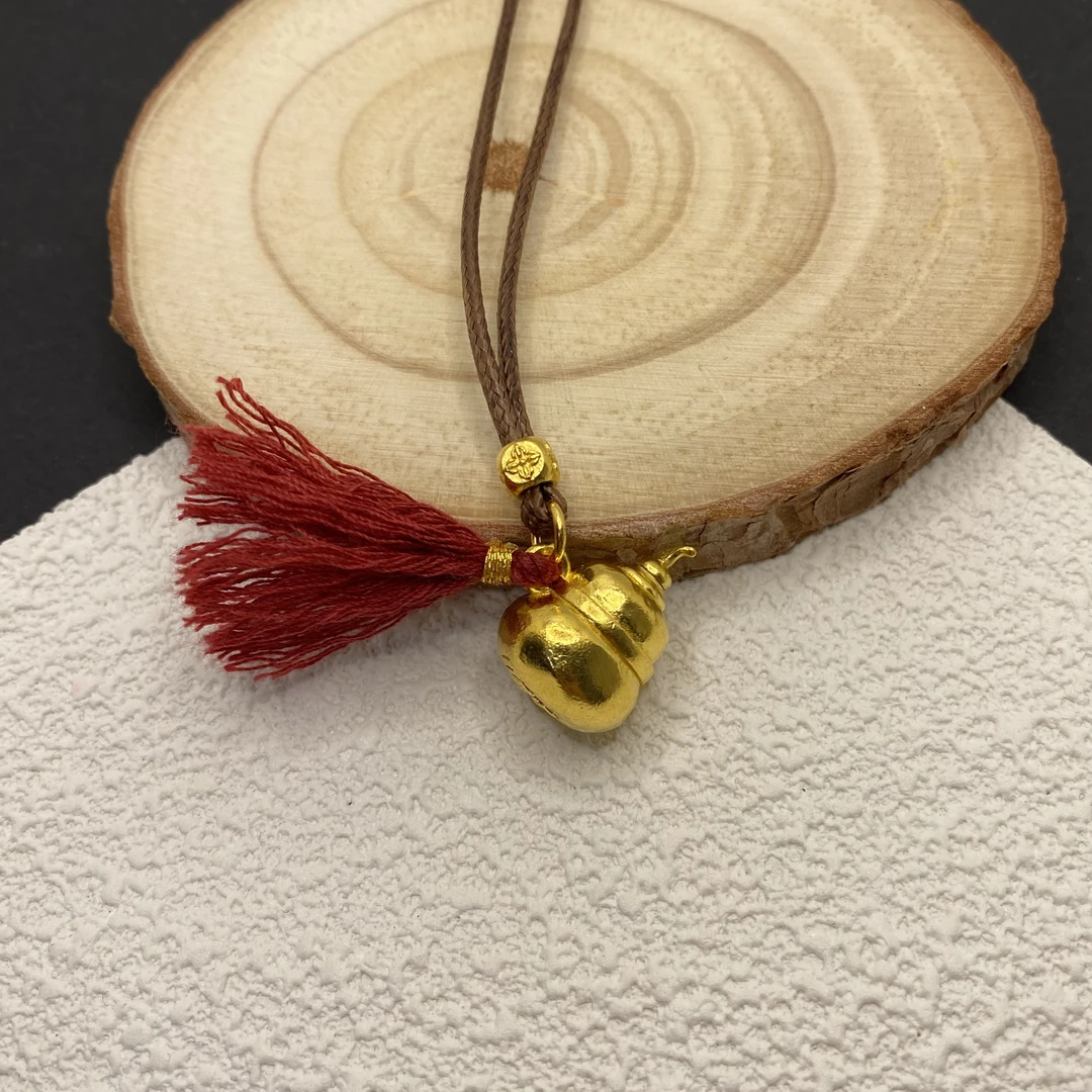 【金喜圆】足金999 古法奶葫芦吊坠（附绳）/ 带证书钢印