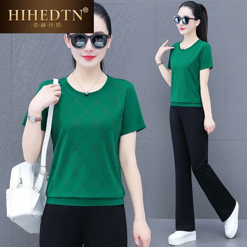 时尚休闲运动服套装女夏季新款洋气减龄显瘦广场舞休闲跑步两件套