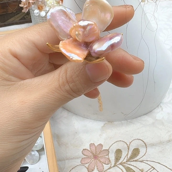 缘***浅淡水珍珠发饰未镶嵌