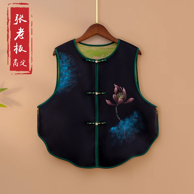 【晚荷】2025新款春季马甲新中式宽松显瘦圆领绣花气质上衣马夹女款