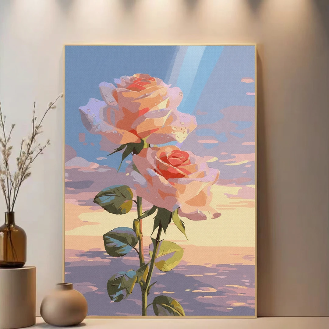 数字油画diy油彩画填色花卉窗花生日礼品手工diy油画填充现代简约