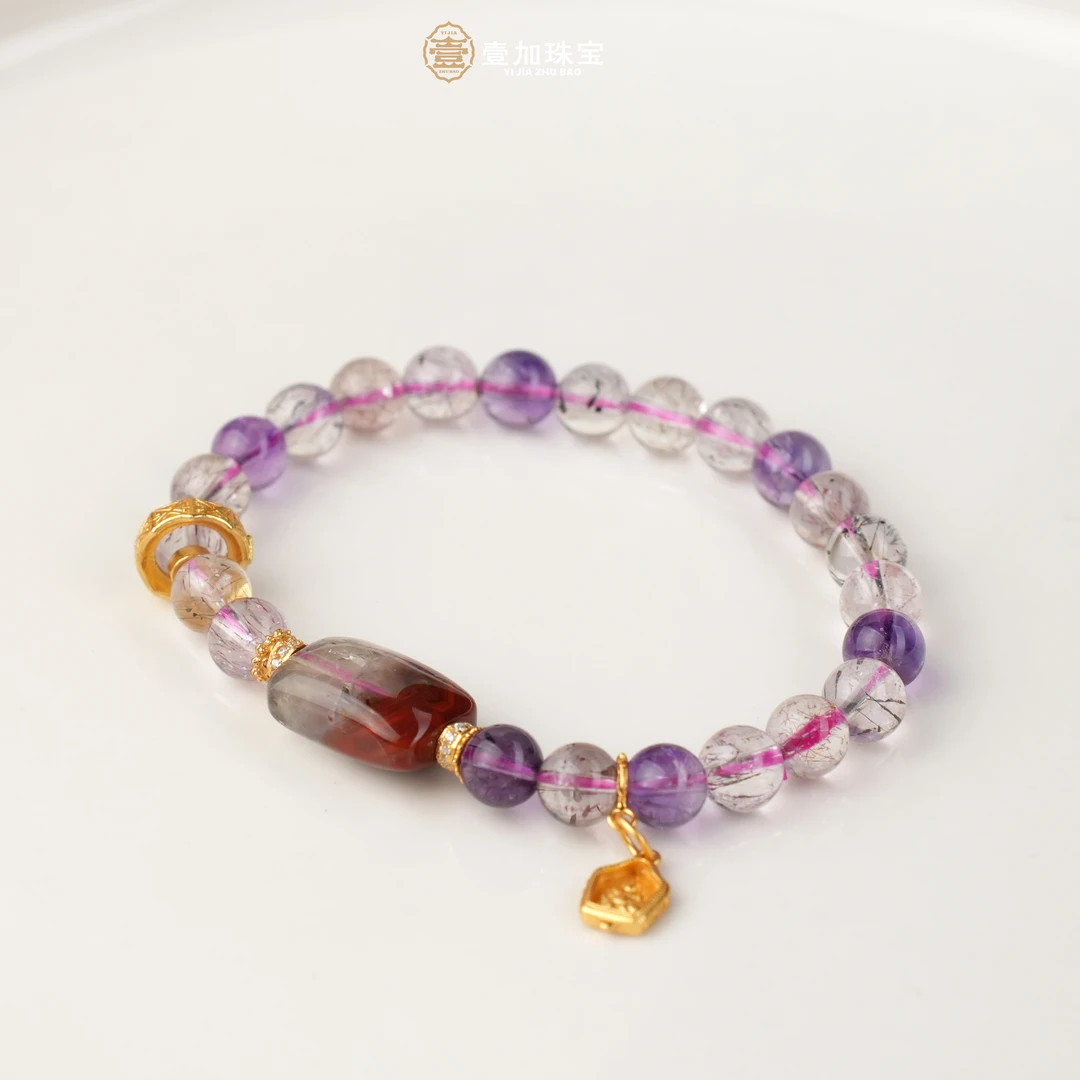 壹加田田｜手工设计荆棘玫瑰超七水晶手串多样性发一7239N