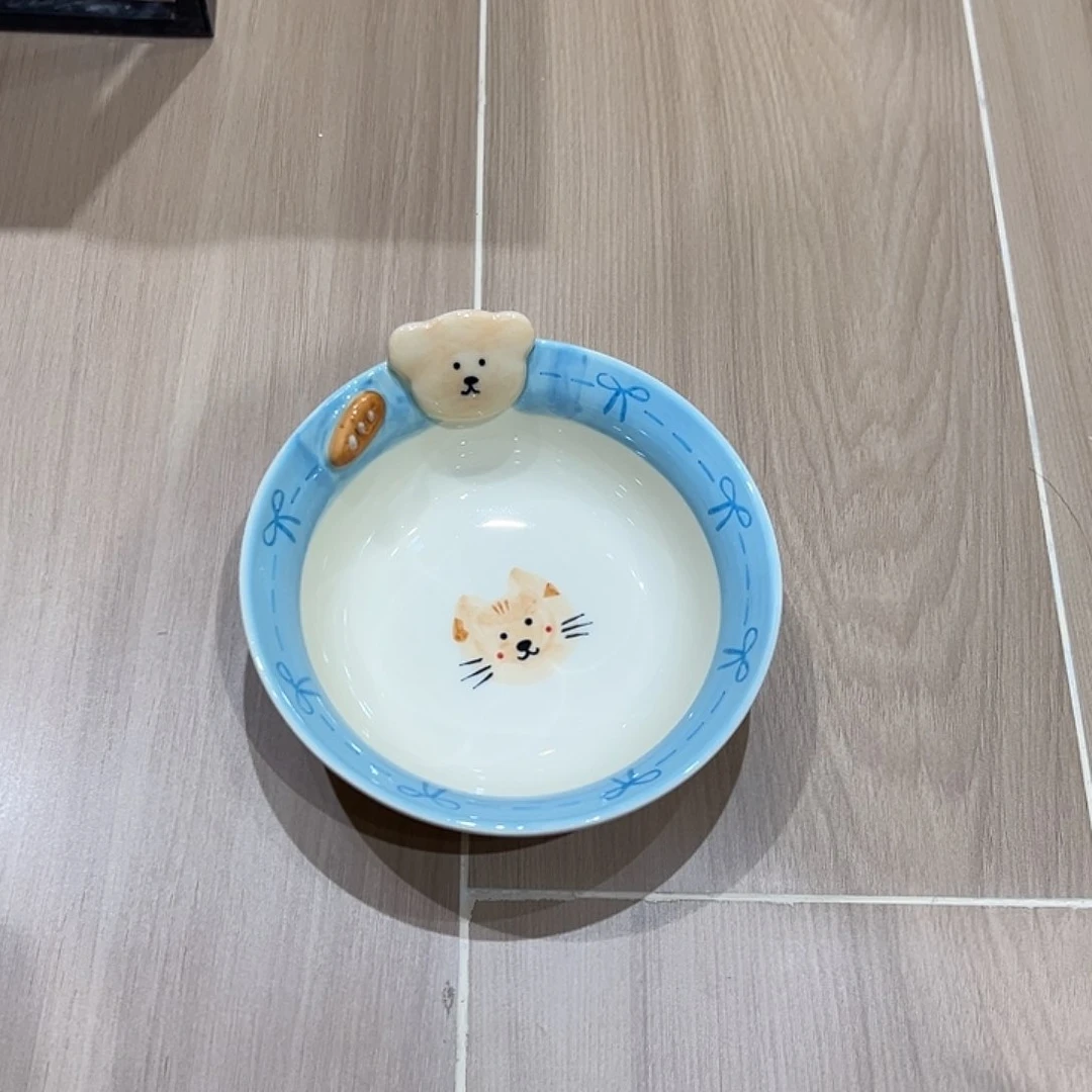 瓷新品蓝色贴片面碗