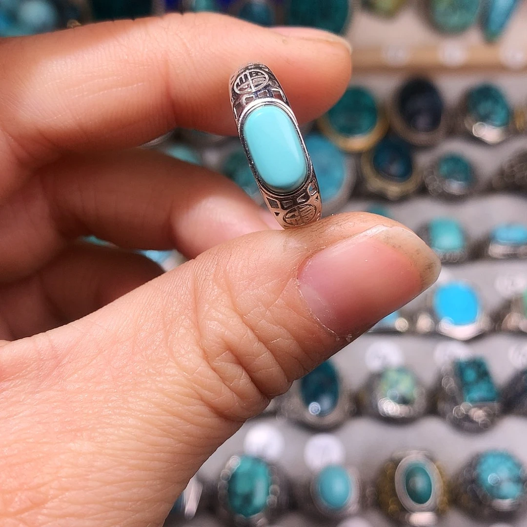 绿松石挂件银S925镶嵌