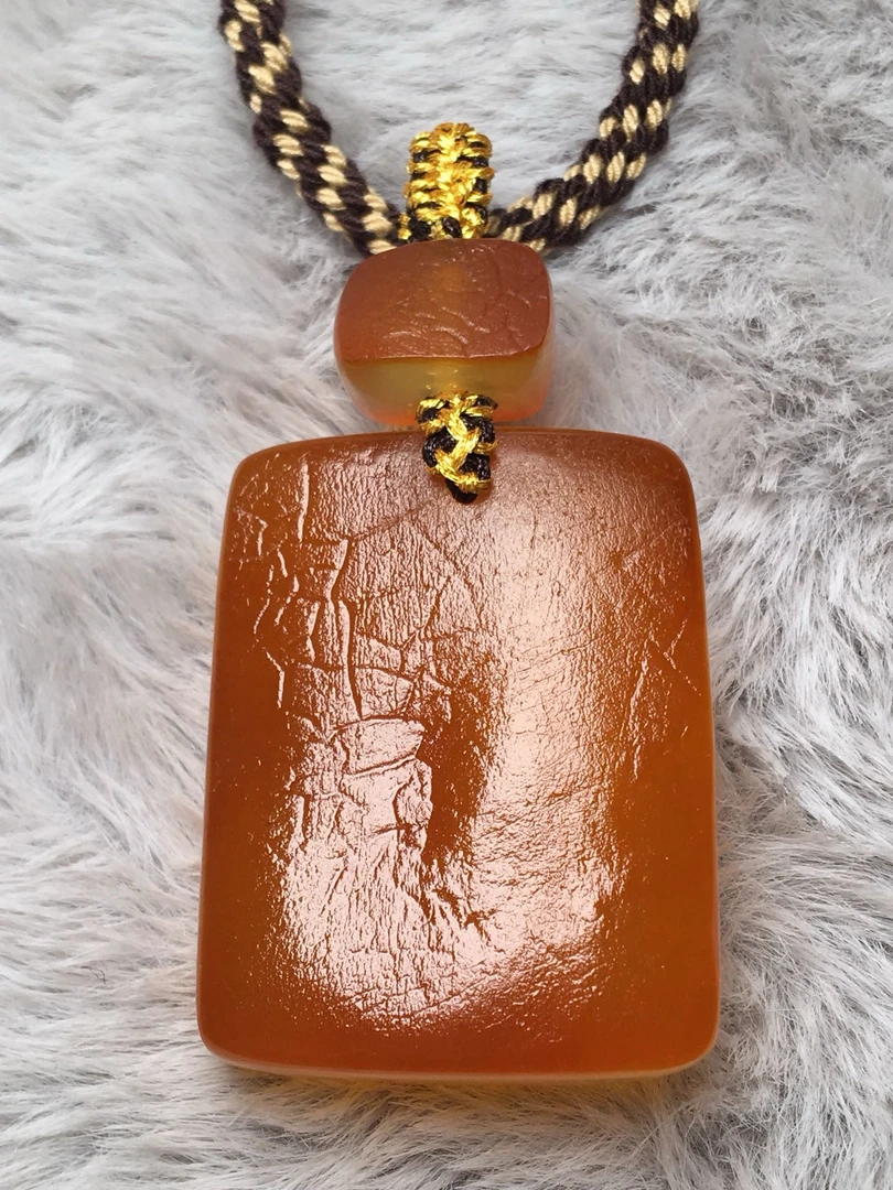 天然原矿橘红皮满蜜蜜蜡原石切牌吊坠珠宝首饰文玩