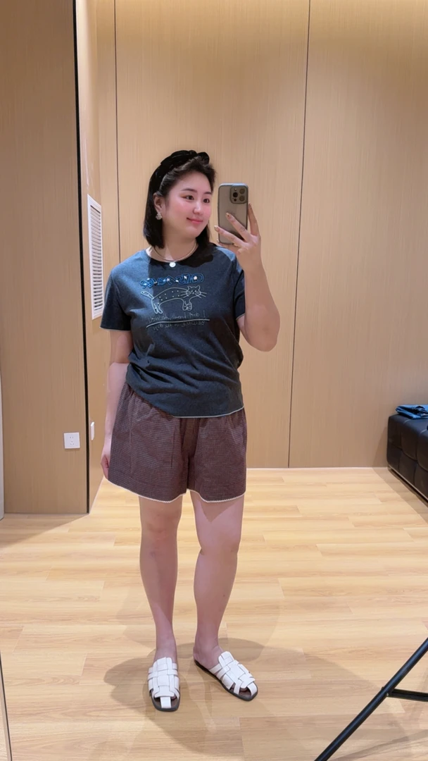 TAOJIA FAMILY【海风】夏季提花猫咪短款显瘦修身甜美大码T恤YF0005