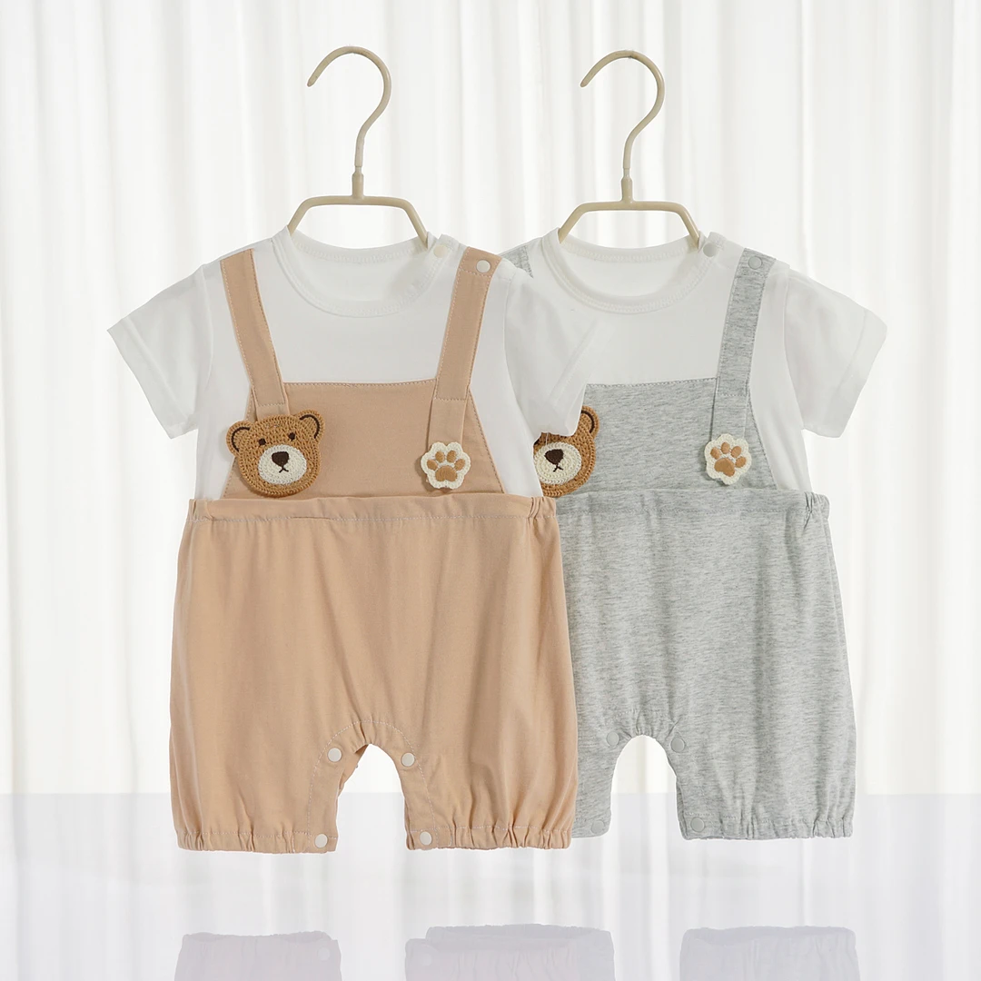 心欣宝婴儿夏季连体衣宝宝薄款时尚韩版短袖夏装洋气外出爬服哈衣