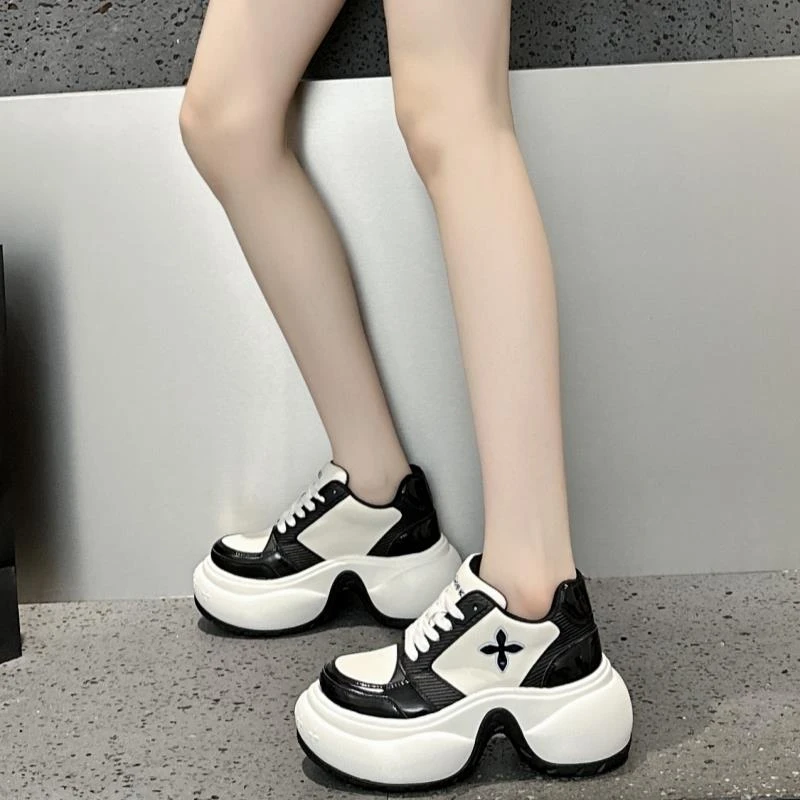 赵露思同款厚底鞋增高涟漪十字花老爹鞋女2025春夏新款休闲运动鞋