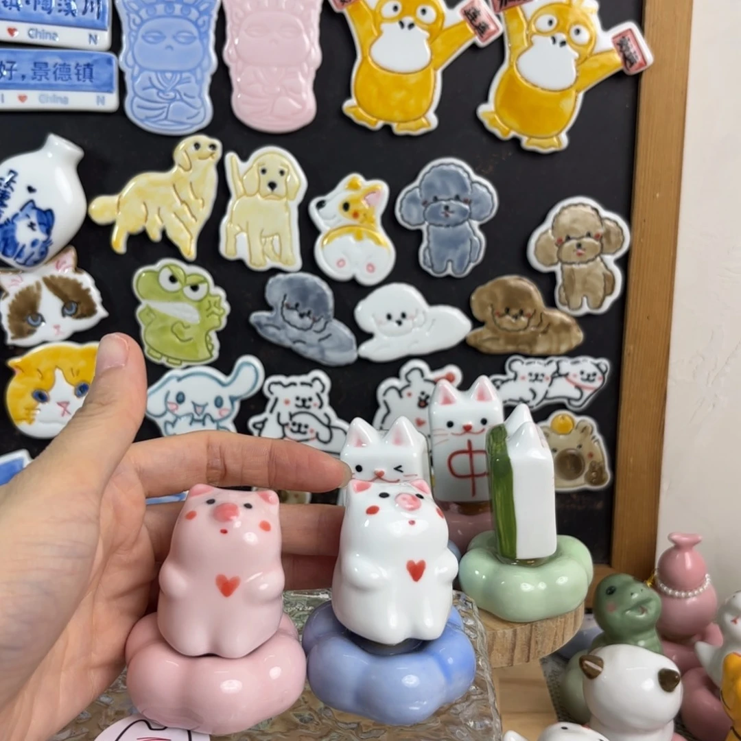 陶摆件景德镇陶瓷转转小猪