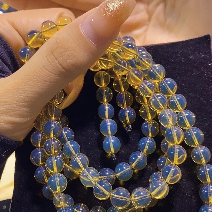 蓝珀未镶嵌珠宝奇石墨西哥蓝珀佛珠7