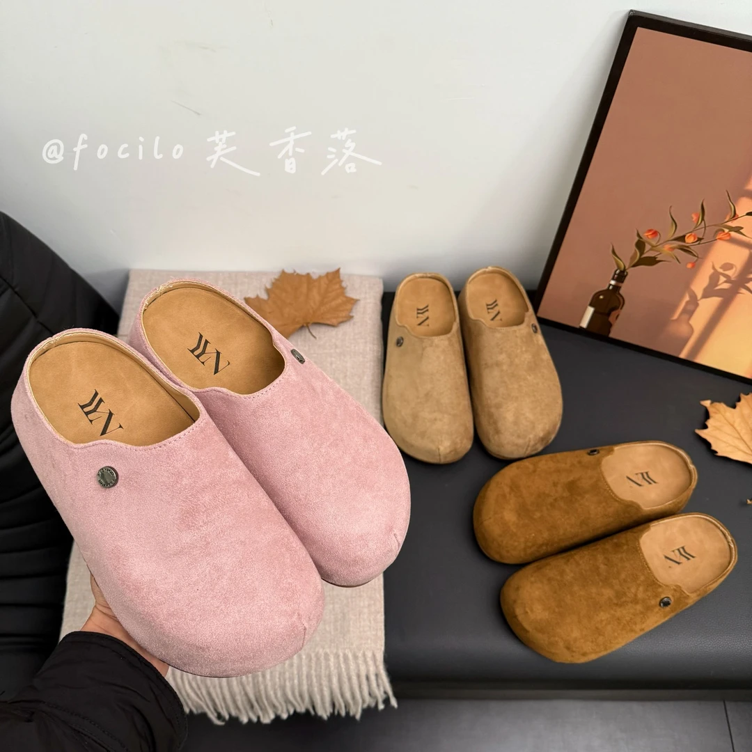 2025春季森系包头极简风防滑厚底增高百搭博肯拖鞋复古休闲半拖女