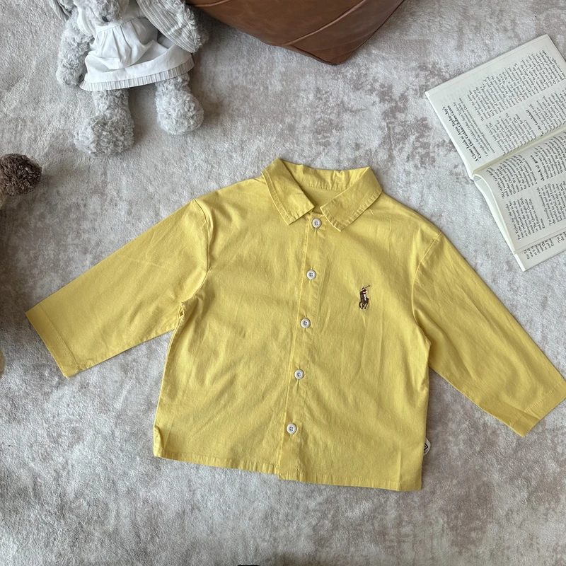 【Golden cherry】小童黄色骑手小标洋气牛仔外套衬衫083075