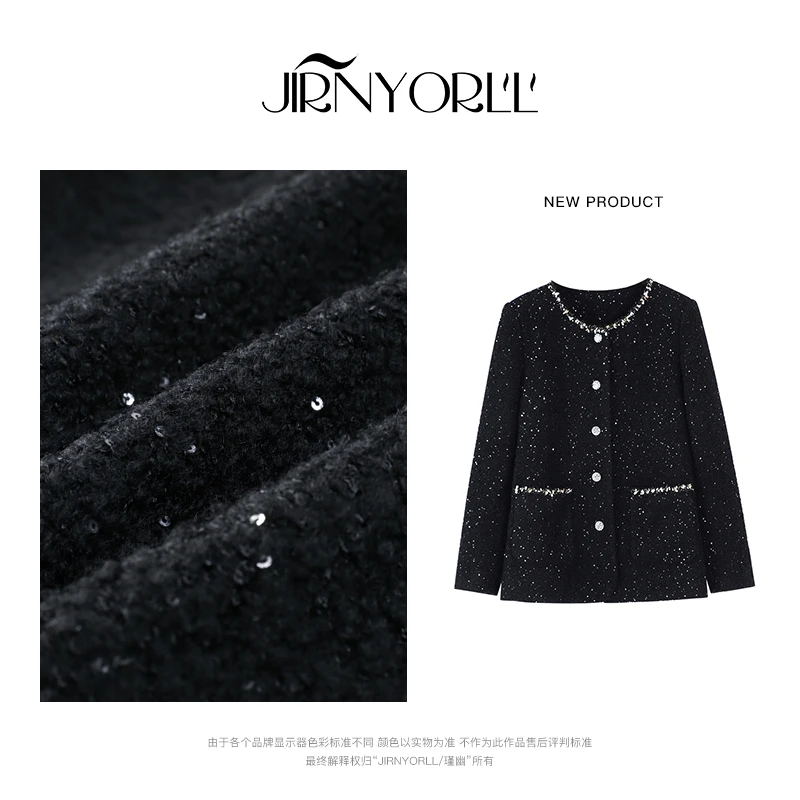 PANG TINGTING”星光小香“小香风短款气质时尚黑色法式外套