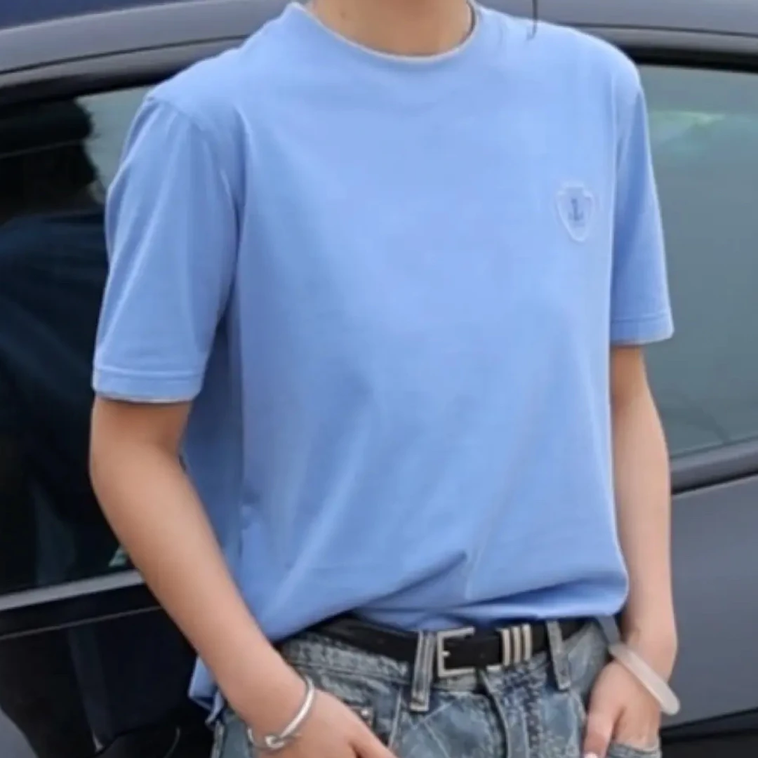 ［洛和国际］CREAZIONI【 克莱切尼 轻奢刺绣圆领t恤透气老钱风短袖