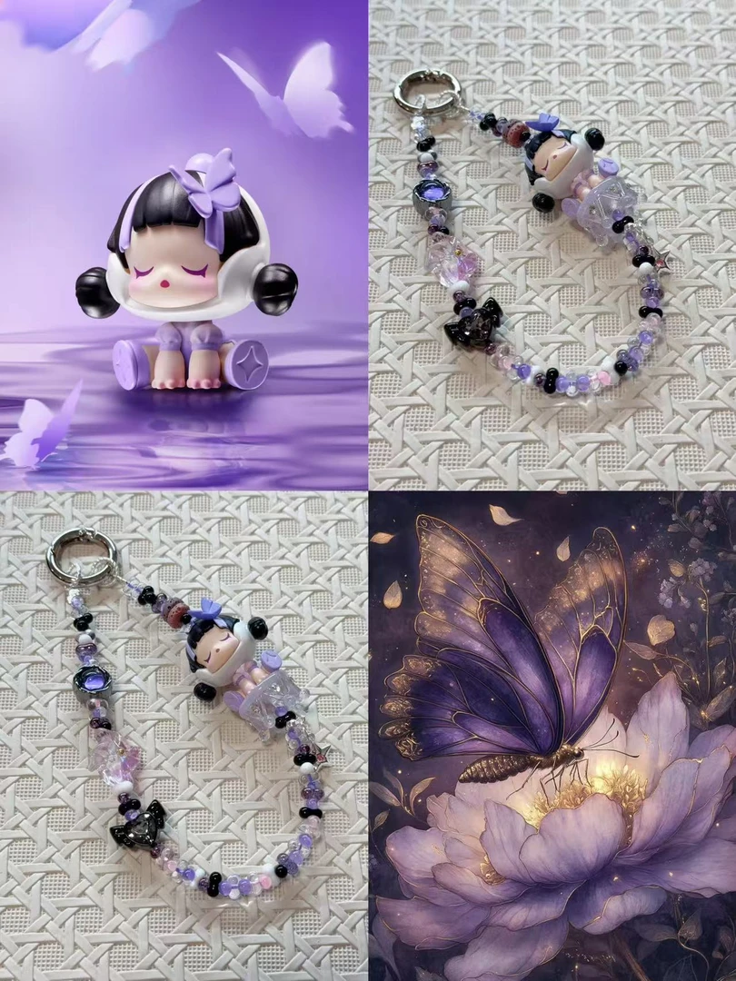 A123LALA原创进口米珠正版萌粒［蝴蝶小姐］手机链