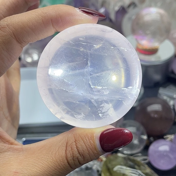 未镶嵌珠宝半成品水晶11粉水晶盘