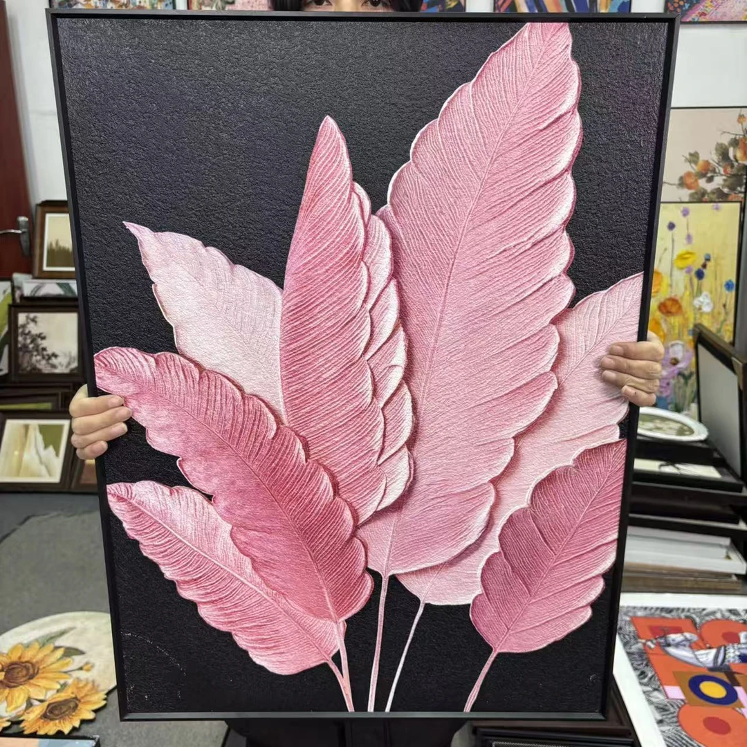 简约粉色家大业大客厅沙发背景墙玄关落地装饰画6080