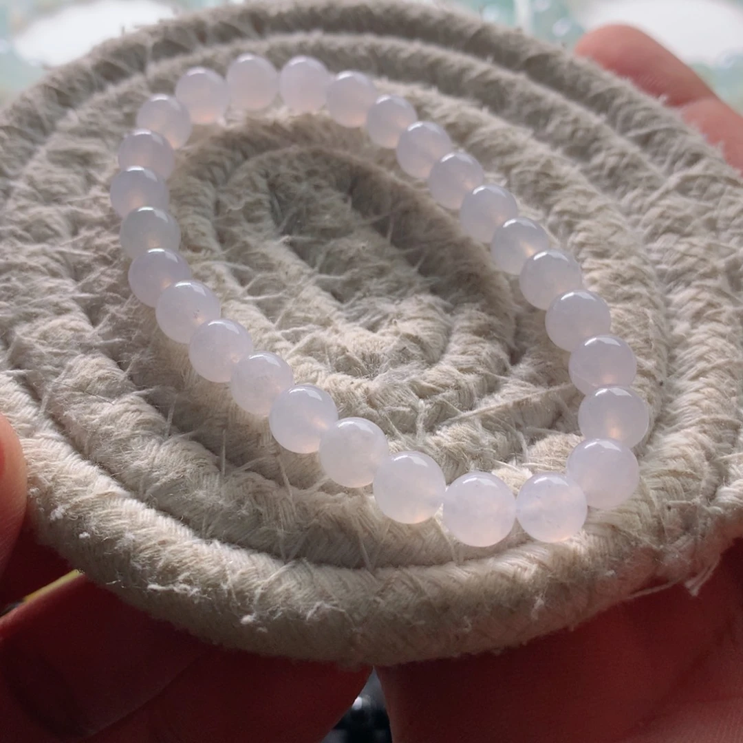 未镶嵌手链翡翠天然翡翠卡6.8白冰乌鸡手串