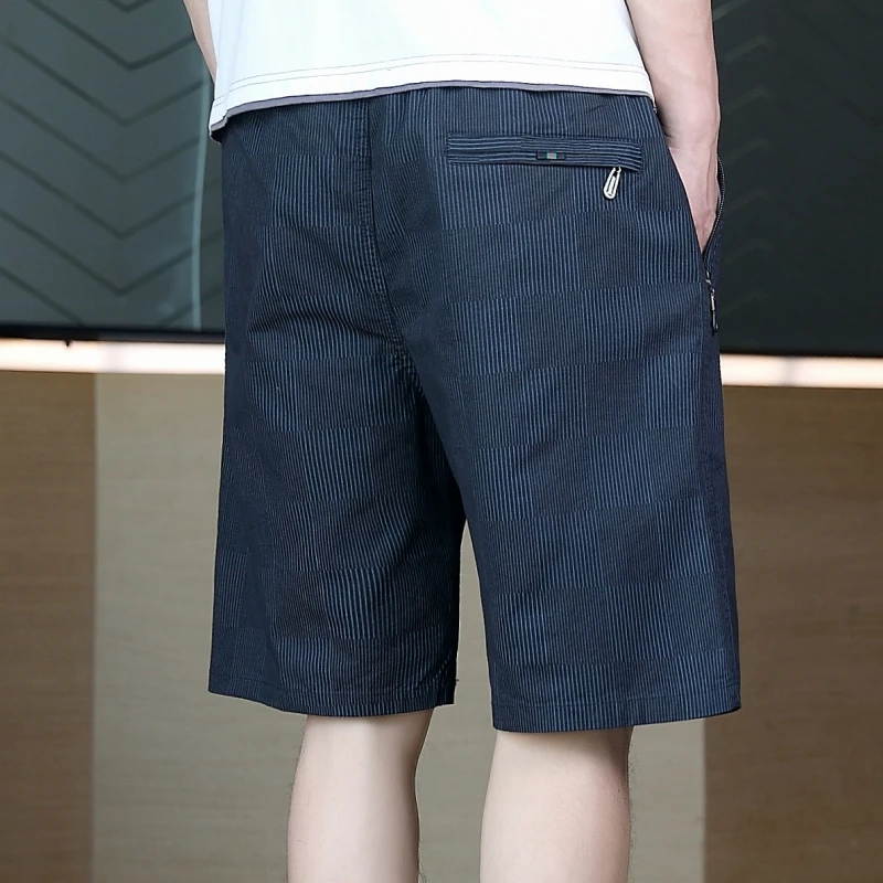 景君澜-轻奢纯棉中腰夏季薄款宽松男士时尚休闲速干直筒百搭短裤