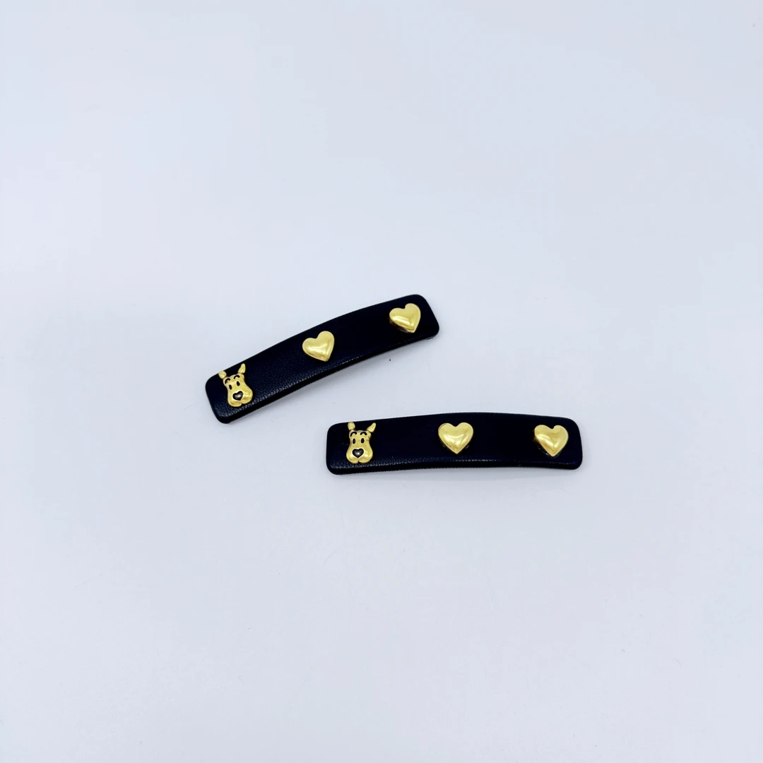 Mi33 亮面金色爱心小狗BB夹 Y28062F3-5