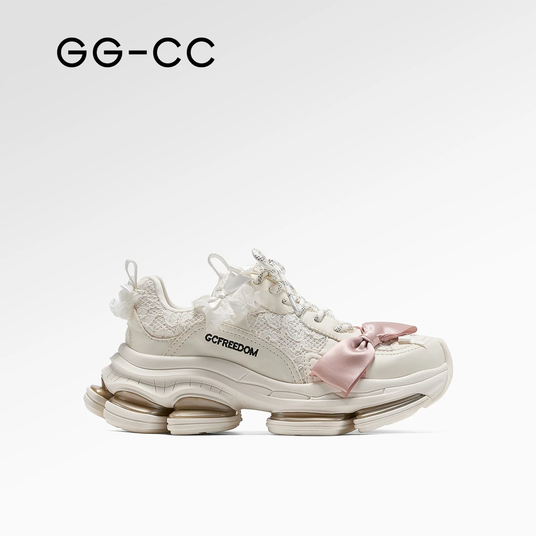 GG-CC【蝶羽量子】秋季新款潮流蕾丝老爹鞋女款芭蕾风休闲鞋4677
