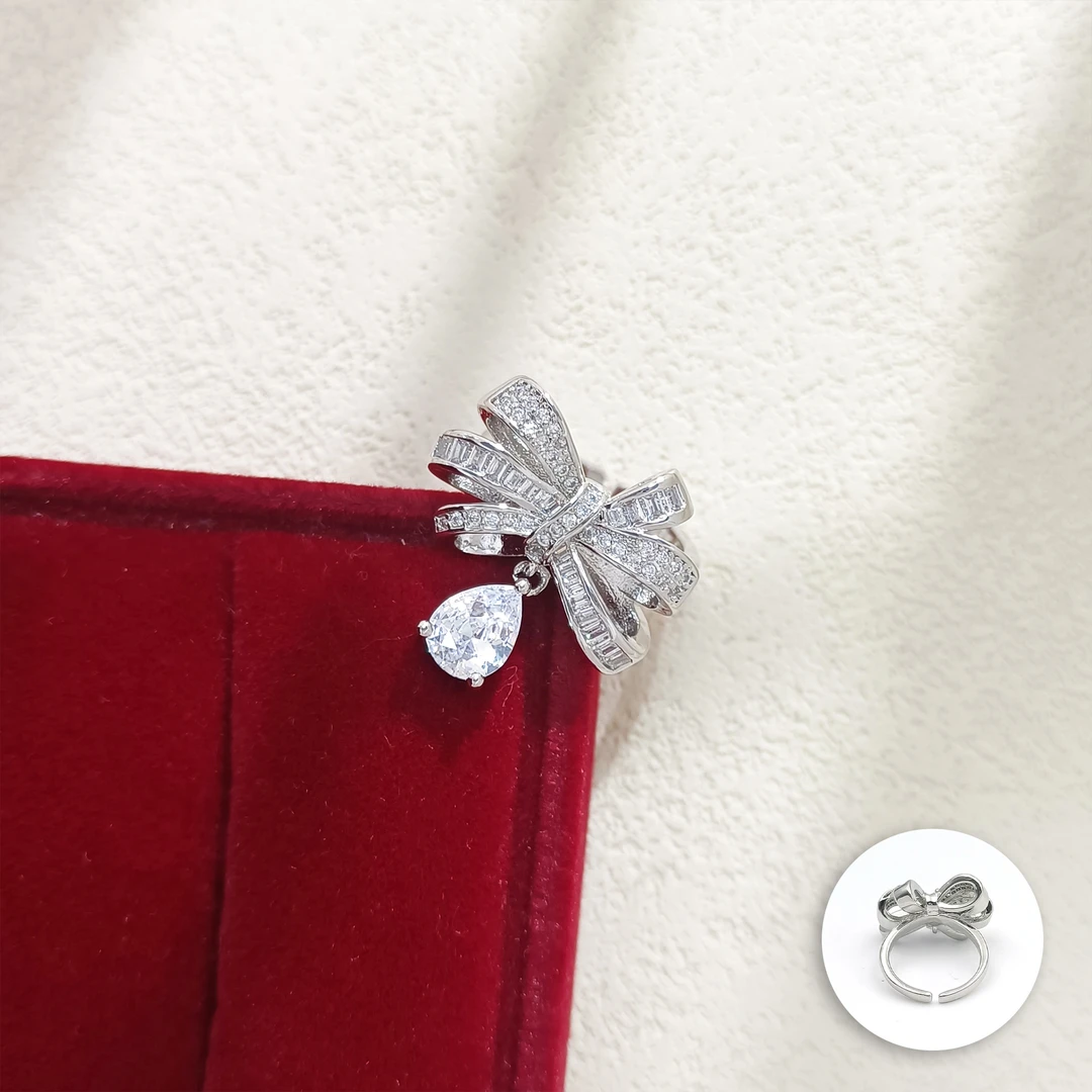 铜合金合成锆石戒指 WFZ-005982【白色蝴蝶结】戒指轻奢气质时尚