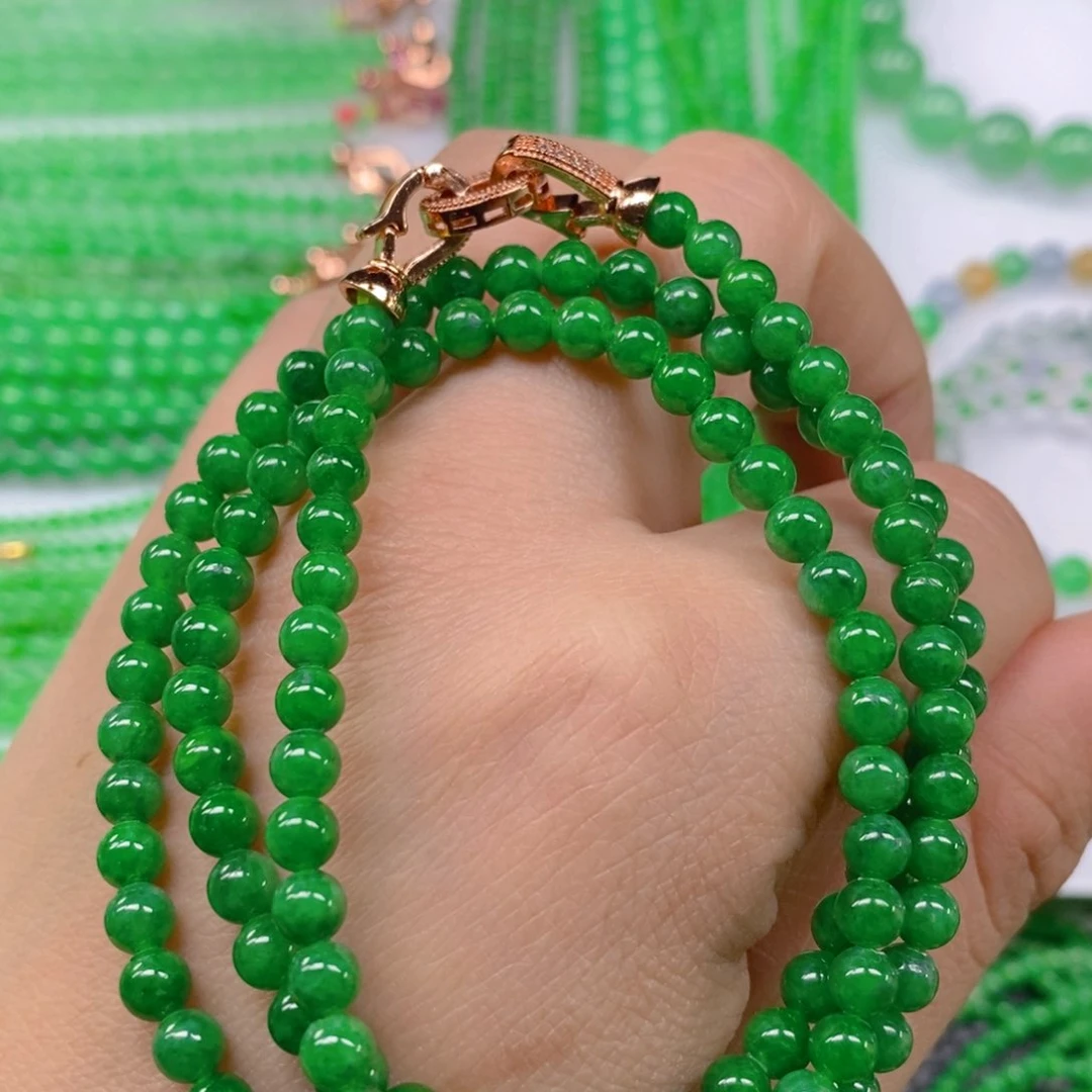 翡翠颈饰未镶嵌冰种浓阳绿塔链4.7，5m' m