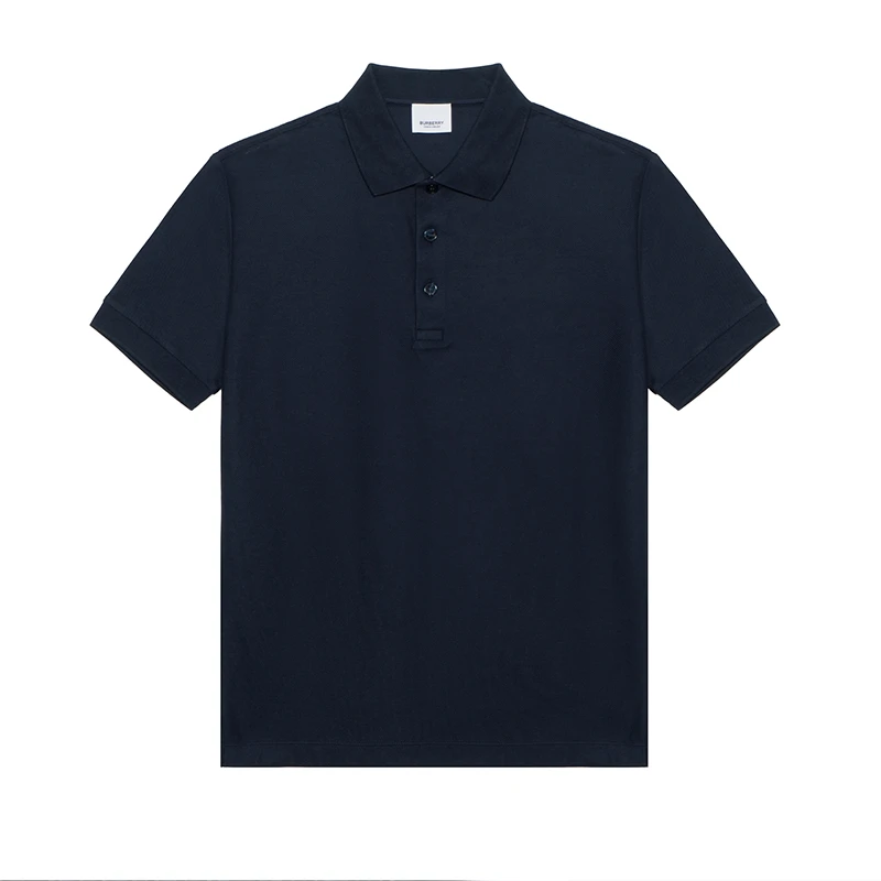 【法国直邮】Burberry/博柏利男士海军蓝纯色棉质短袖polo衫