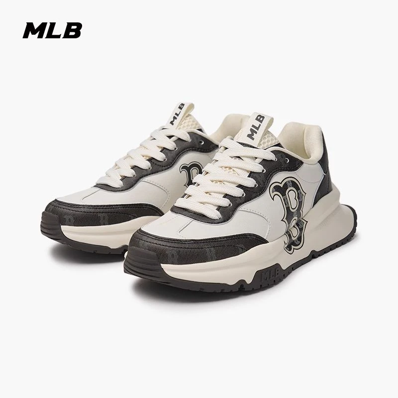 MLB官方 男女情侣老爹跑鞋老花仿牛仔增高运动鞋25夏季新款