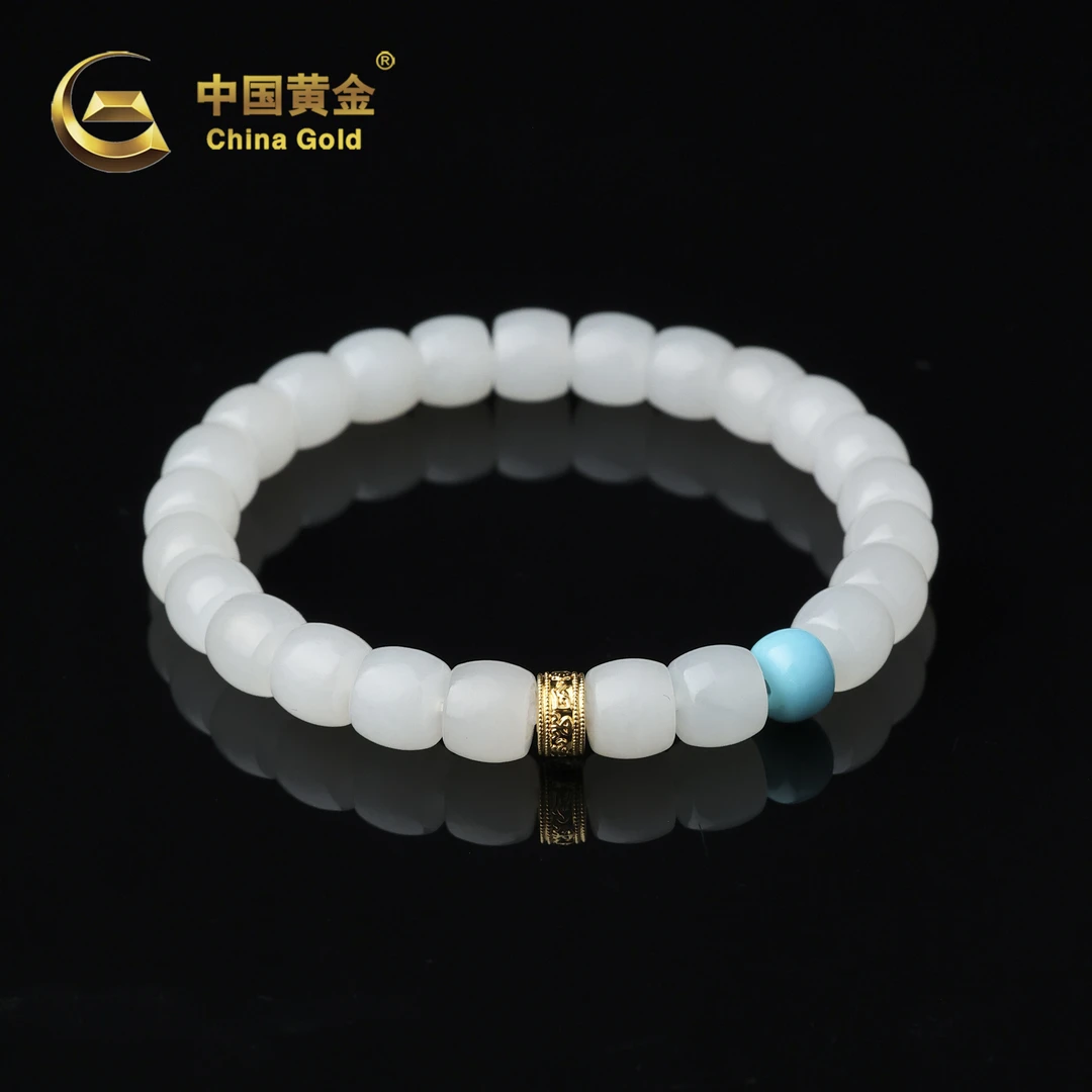 【中国黄金】泊松 | 和田玉*手串*18k金镶嵌-S4260-L-Y