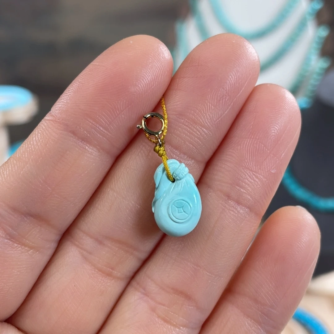 绿松石未镶嵌套链瓷釉级钱袋