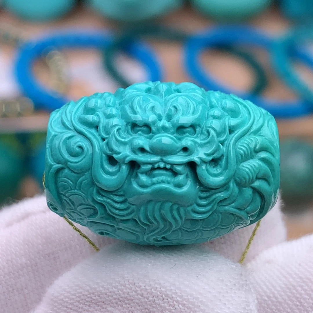 未镶嵌绿松石珠宝奇石17.3✖️23mm龙桶珠