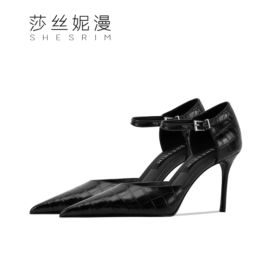 309-「8cm/5CM」2025C春夏新款细跟高跟鞋女士黑色性感包头时尚优雅