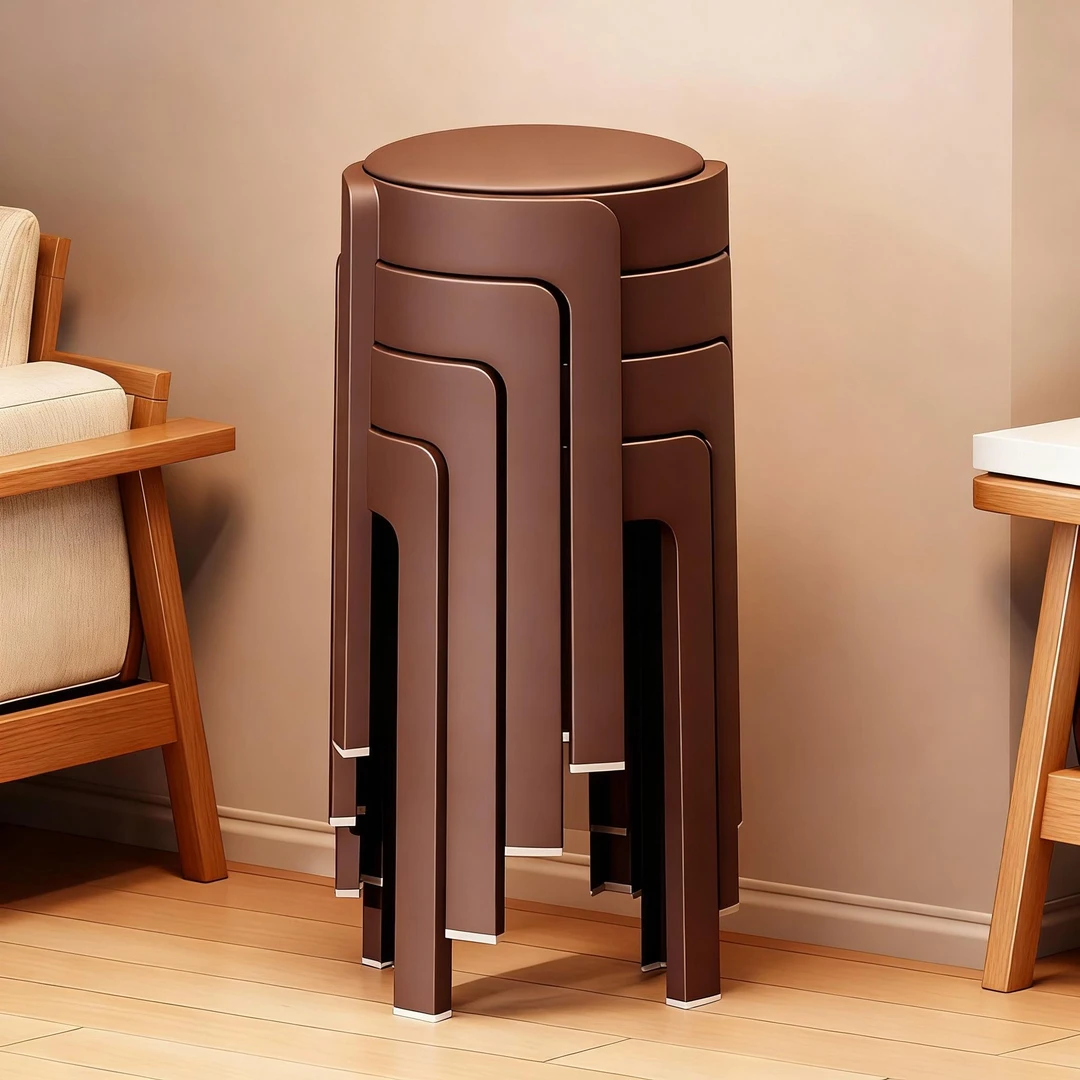 软包塑料凳子可叠放家用结实耐用出租房客厅不占空间客人备用凳