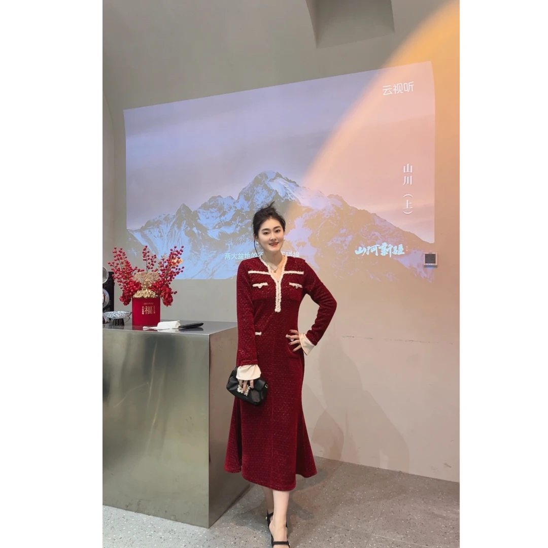 6967【法式香风】高定设计款气质小香风显瘦拼接袖口时尚连衣裙诗诗