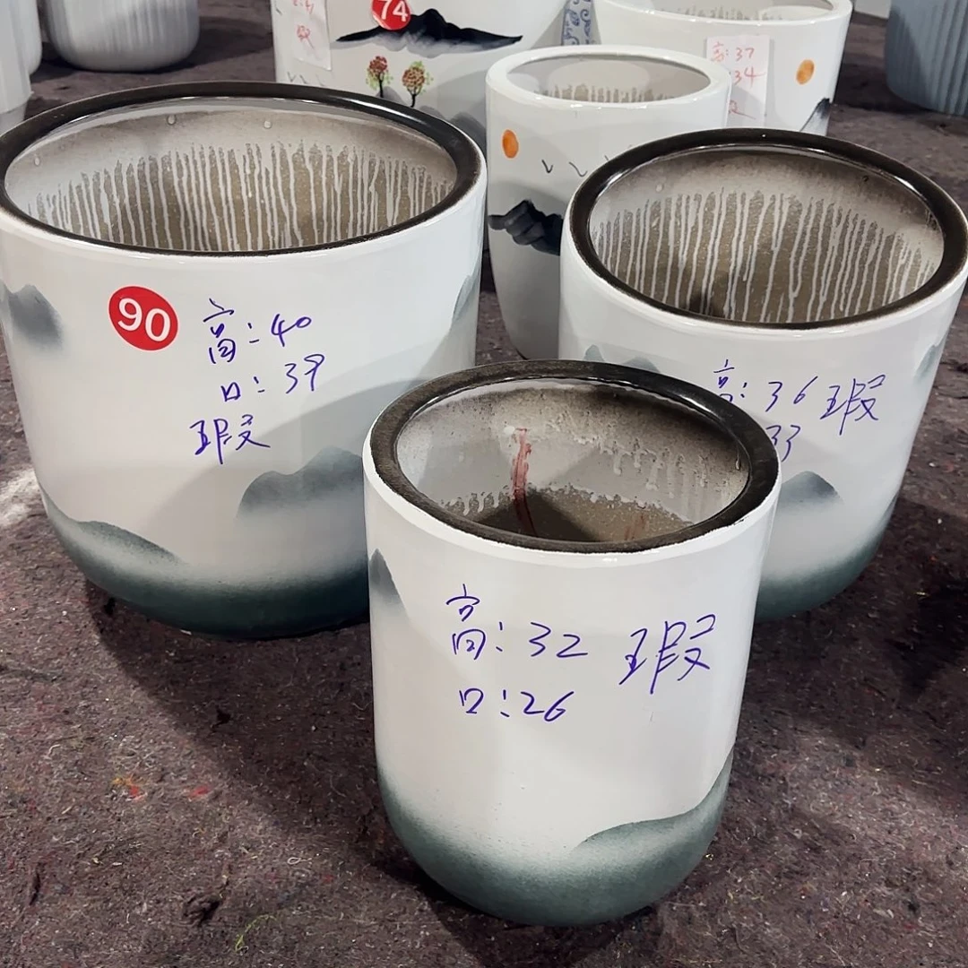 山水一套三个花盆